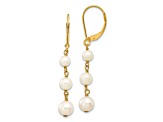 14K Yellow Gold 4-6mm White Semi-round Freshwater Cultured Pearl Gaduated Leverback Earrings