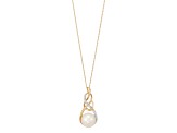 9mm Round White Freshwater Pearl and 0.08ctw Diamond 10K Yellow Gold Pendant with Chain