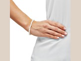 8-8.5mm Round White Freshwater Pearl Tennis Bracelet with 10K Yellow Gold Bead Clasp