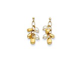 14K Yellow Gold Freshwater Cultured Pearl and Chain Post Dangle Earrings