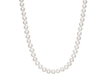 Picture of 6-7mm Round White Freshwater Pearl 10K Yellow Gold Tennis Necklace