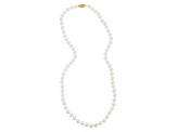 6-7mm Round White Freshwater Pearl 10K Yellow Gold Tennis Necklace