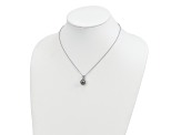 Rhodium Over Sterling Silver Polished Necklace and Earring Set with Tahitian Pearls and CZ.