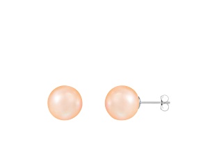 14k White Gold 10-11mm Pink Freshwater Pearl Stud Earrings