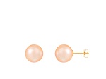 Pink Cultured Freshwater Pearl 14k Yellow Gold Stud Earrings