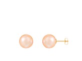 14k Yellow Gold 10-11mm Pink Freshwater Pearl Stud Earrings