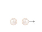 14k White Gold 10-11mm White Freshwater Pearl Stud Earrings