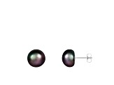 14k White Gold 9-10mm Black Freshwater Pearl Stud Earrings