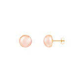 14k White Gold 9-10mm Pink Freshwater Pearl Stud Earrings