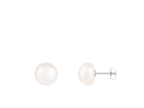 14k White Gold 9-10mm White Freshwater Pearl Stud Earrings
