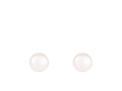 14k White Gold 9-10mm White Freshwater Pearl Stud Earrings