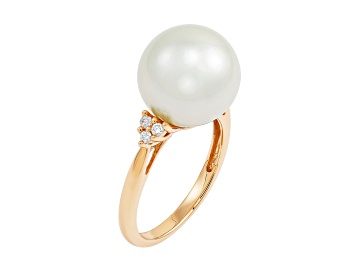 Picture of 12-13mm Round White Freshwater Pearl with 0.02ctw Diamond Accent 14K Yellow Gold Ring