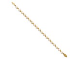 10k Yellow Gold 6-7mm White Near Round Freshwater Cultured Pearl Bead Bracelet
