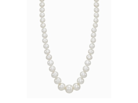 4.5-8.5mm Round White Freshwater Pearl Graduated Strand Necklace