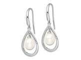 Rhodium Over Sterling Silver 6-7mm White Freshwater Cultured Pearl Dangle Earrings