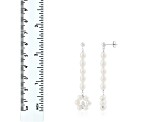 5-5.5mm White Cultured Freshwater Pearl and ball Rhodium Over Sterling Silver Earrings