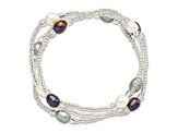 6-8mm White/Black/Grey Rice Freshwater Cultured Pearl and Glass Bead Stretch 3-Bracelet Set