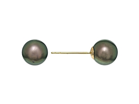Peacock/Pistachio Tahitian Cultured Pearl With 14k Yellow Gold Earrings - 19J14A - Vimarsana News