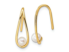 14K Yellow Gold Freshwater Cultured Pearl Teardrop Dangle Earrings