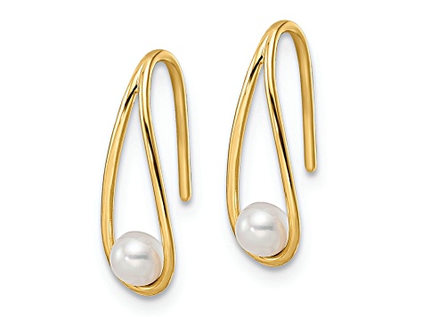 14K Yellow Gold Freshwater Cultured Pearl Teardrop Dangle Earrings