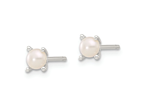 Sterling Silver With E-Coating 4mm Freshwater Cultured Pearl Post Earrings