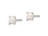 Sterling Silver With E-Coating 4mm Freshwater Cultured Pearl Post Earrings