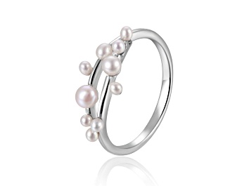 Picture of Pearl Cluster Rhodium Over Sterling Silver Ring