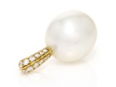 White Australian South Sea Cultured Pearl With Diamonds 14k Yellow Gold Pendant