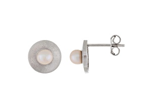 White Cultured Freshwater Pearl 14k White Gold Earrings 4-4.5mm