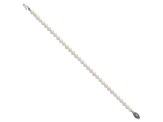 Rhodium Over Sterling Silver 4-5mm White Freshwater Cultured Pearl Bracelet
