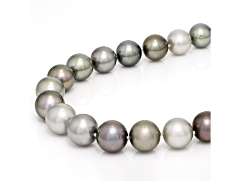 Multicolor Pastel Tahitian Cultured Pearl 14k White Gold 17 Inch Strand Necklace