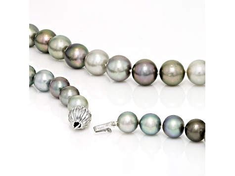 Multicolor Pastel Tahitian Cultured Pearl 14k White Gold 17 Inch Strand Necklace