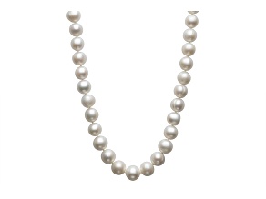 White Cultured Freshwater Pearl Rhodium Over Sterling Silver 17.5 Inch Strand Necklace