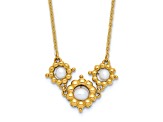 14K Yellow Gold Polished Freshwater Cultured Pearl Flower 16-inch with 2-inch Extension Necklace