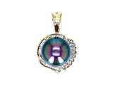 Cultured Tahitian Pearl With 0.60ctw Diamond 14k Gold Pendant