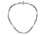 Sterling Silver Antiqued with 14K Accent Freshwater Cultured Pearl Necklace