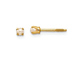 14K Yellow Gold Baby Freshwater Cultured Pearl Earrings