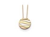 14K Yellow Gold Mother of Pearl 26mm Wave Circle 18 Inch Necklace