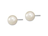 Rhodium Over Sterling Silver 10-11mm White/Grey Imitation Shell Pearl 3 Earring Set