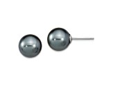 Rhodium Over Sterling Silver 10-11mm White/Grey Imitation Shell Pearl 3 Earring Set