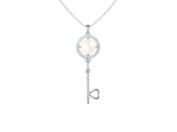 7-8mm Button White Cultured Freshwater and Cubic Zirconia Pearl Rhodium Over Sterling Silver Pendant