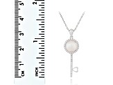 7-8mm Button White Cultured Freshwater and Cubic Zirconia Pearl Rhodium Over Sterling Silver Pendant