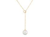 13mm Round Freshwater Pearl with 0.10ctw Diamond 14K Yellow Gold Lariat Necklace