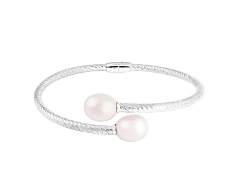 8.5-9mm White Cultured Freshwater Pearl Silver  Bracelet