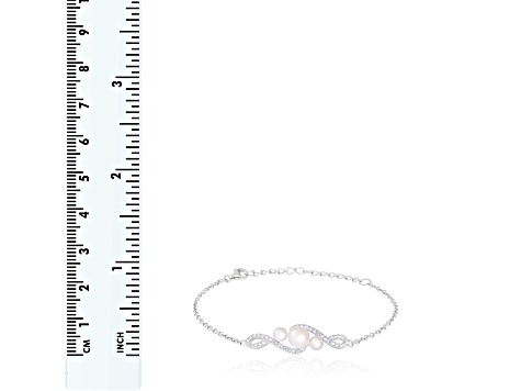 4-5mm and 6-6.5mm White Cultured Freshwater Pearl Silver  Bracelet