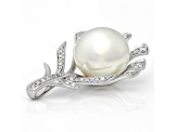 White South Sea Cultured Pearl With Diamonds 18k White Gold Pendant