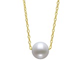White Cultured Freshwater Pearl 14k Yellow Gold Over Sterling Silver Slider 18 inch Necklace