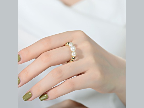 Freshwater Pearls, 14K Gold Plated over Sterling Silver Ring