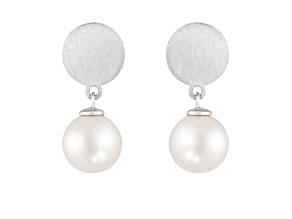 White Cultured Freshwater Pearl 14k White Gold Earrings 8-8.5mm