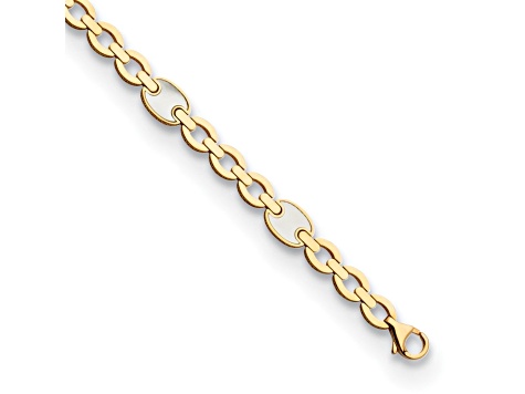 14K Yellow Gold Mother of Pearl and Chain Link 7.5-inch Bracelet